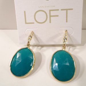 NWT 39 Ann Taylor LOFT Green Gem Drop Earrings NWT 39